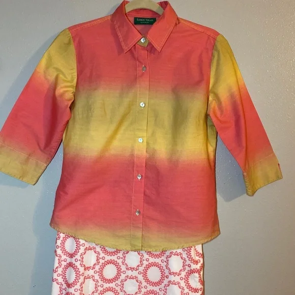 Lemon Grass Ombré Blouse Size Small - Picture 6 of 6